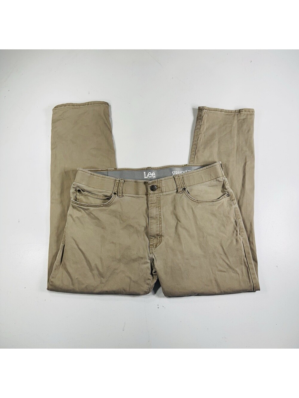 Lee Straight Taper Pants Beige Stretch Men’s Size 38x30